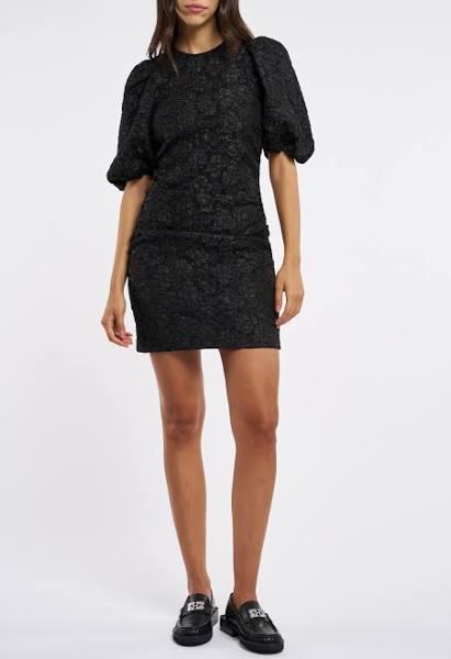 GANNI Black Puff Sleeve Minidress