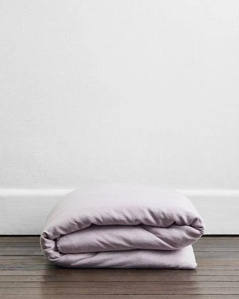 Lilac 100% French Flax Linen Duvet Cover - King - Bed Threads