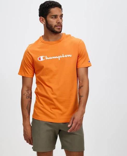 Champion Men's Script Orange Tee S