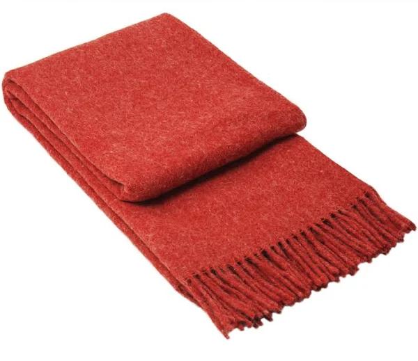 Brighton NZ Wool Throw Rug - Cherry - AfterPay & zipPay Available