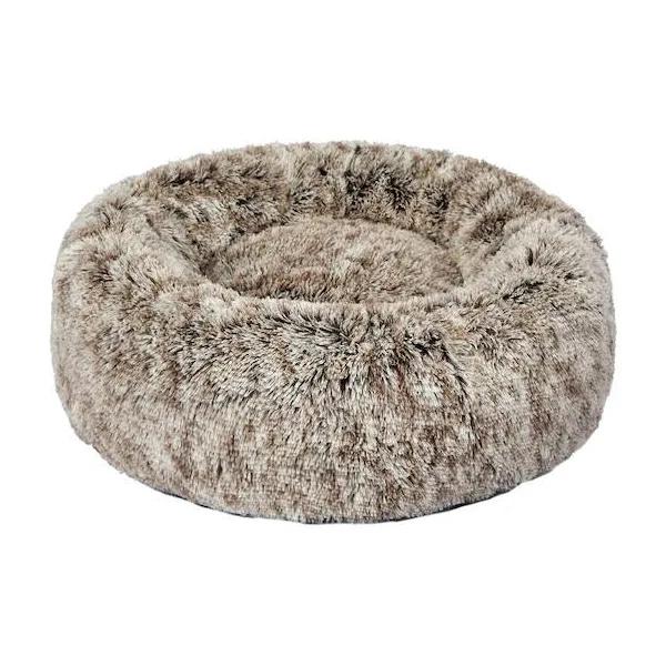 PaWz Pet Bed Cat Dog Donut Nest Calming Mat Soft Warm Plush Kennel Brown 110cm