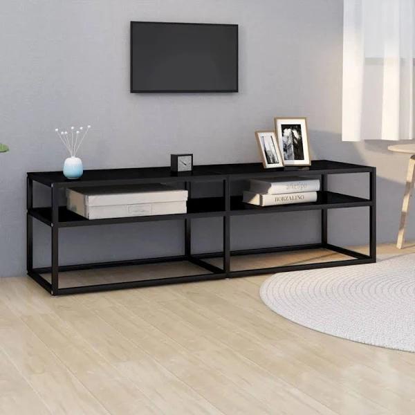 vidaXL TV Cabinet Black 140x40x40.5 cm Tempered Glass