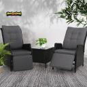 Gardeon Recliner Chairs Sun Lounge Setting Outdoor Furniture Patio Wicker Sofa