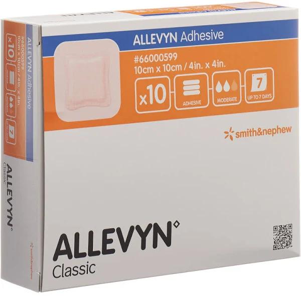 Allevyn Adhesive Foam Wound Dressing, 10x10cm – Box/10 10x10cm (10PKT)