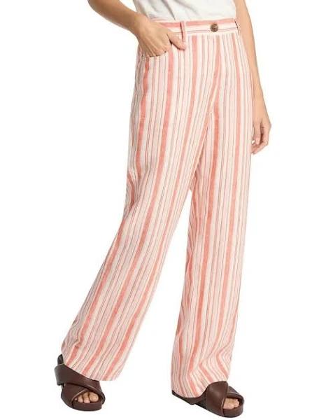 Sanna Striped Linen Pant - 10 - David Lawrence