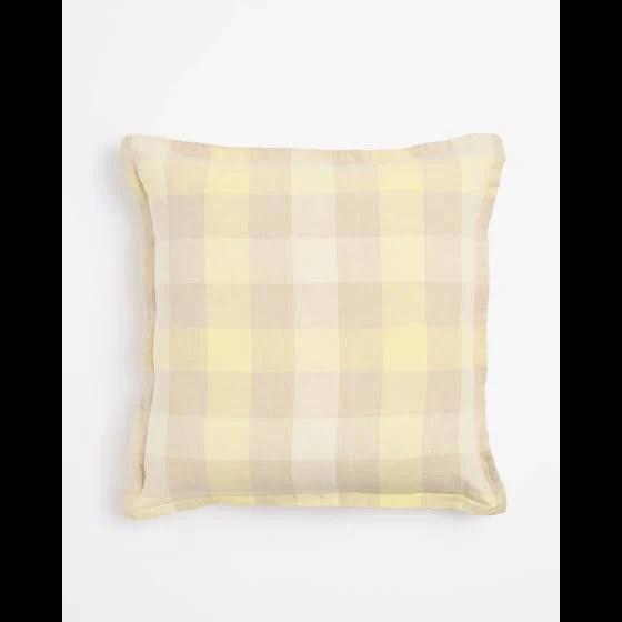 Layla Linen Gingham Cushion - Large | Yellow | Target