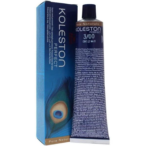 Wella Professionals Koleston Perfect, Permanent Hair Dye, 3/00 Dark Brown Natural, 60 ml