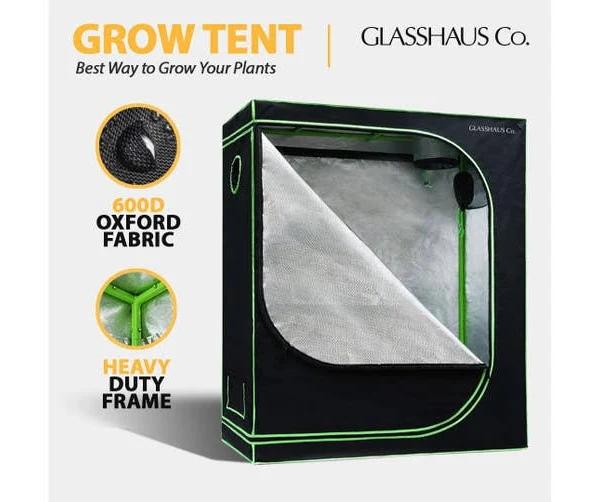 Glasshaus Grow Tent Kits Size E: 120x60x150cm Real 600D Oxford Hydroponic Indoor System