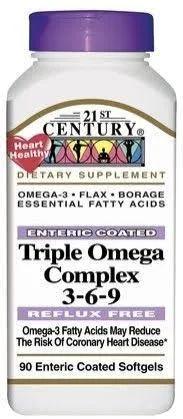 21st Century Triple Omega Complex 3-6-9, Enteric Coated Softgels - 90 softgels