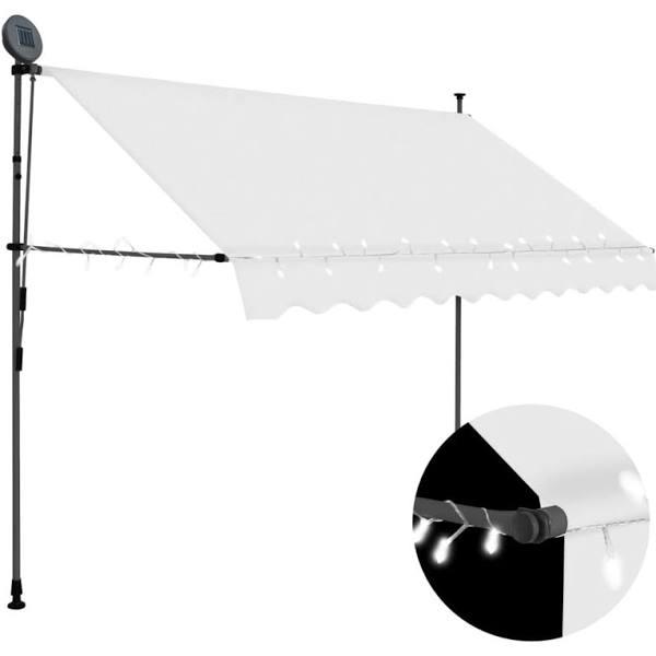 Manual Retractable Awning With LED 300 cm Cream vidaXL