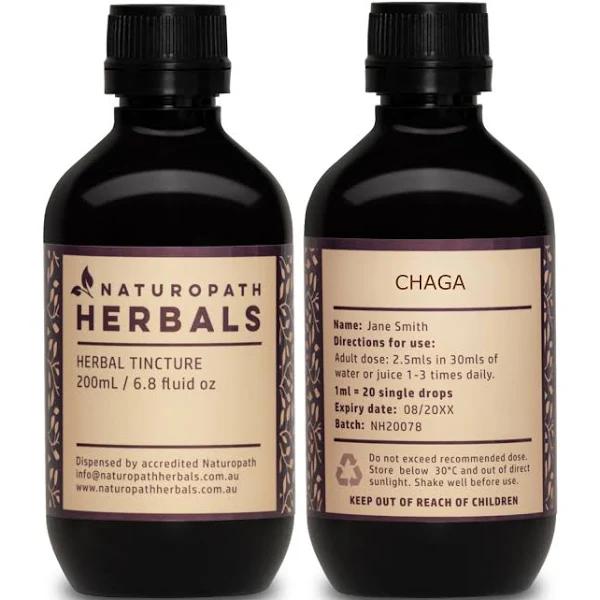 Chaga Mushroom Liquid Extract Tincture 50-500ml - Naturopath Herbals 200ml