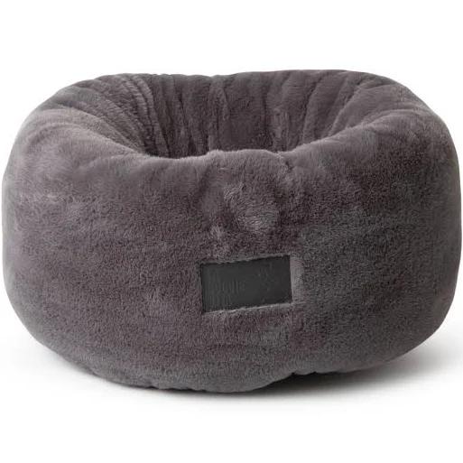 La Doggie Vita Donut Luxe Plush Charcoal Pet Bed - Small