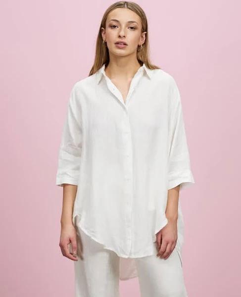 Nude Lucy Nude Lounge Longline Shirt White M | AfterPay Available