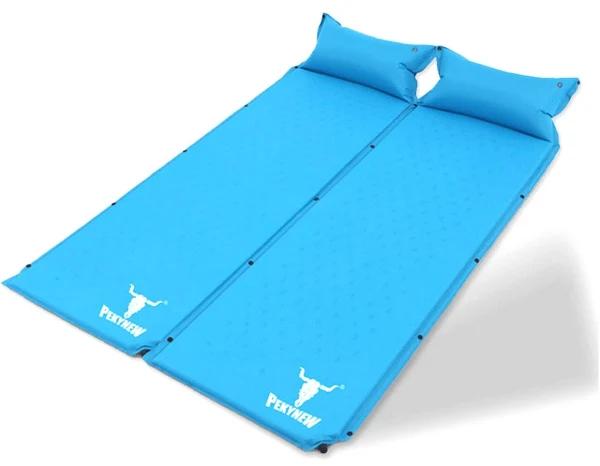 Pekynew Double Air Bed Self Inflating Mattress Sleeping Mat Camping Camp Hiking Joinable - Blue