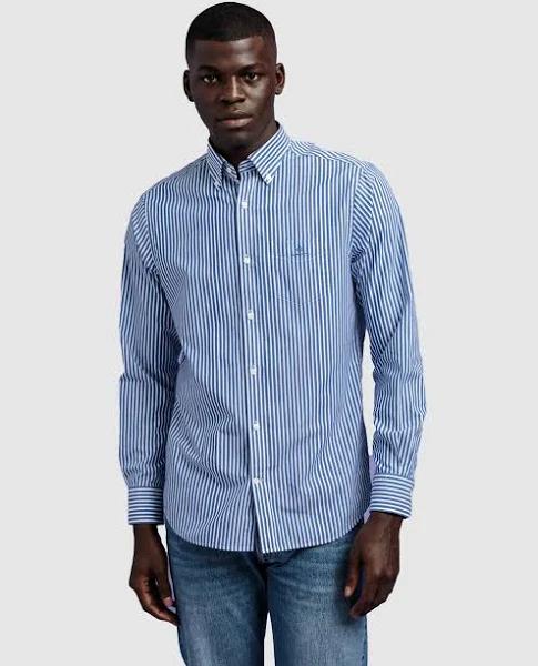 Regular Fit Stripe Broadcloth Shirt XS / College Blue / Blue