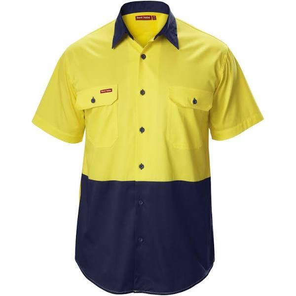 Hard Yakka Koolgear Short Sleeve Shirt - S Yellow / Navy