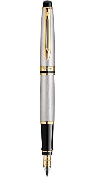 Waterman Expert Stainless Steel Gold Trim Fountain Pen