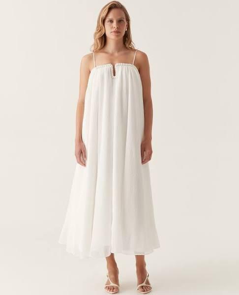 AJE Filigree Sweetheart Midi Dress in Colour Ivory Size 4