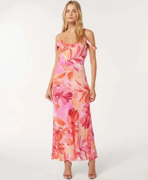 Forever New Women's Valerie Cowl Neck Maxi with Sleeves in Capella Tropical, Size 10