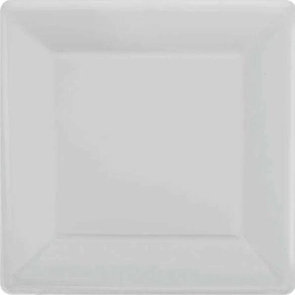 Paper Plates 17cm Square Pk/20 Silver