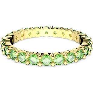 Swarovski Matrix Ring, Round Cut, Green, Gold-Tone Plated