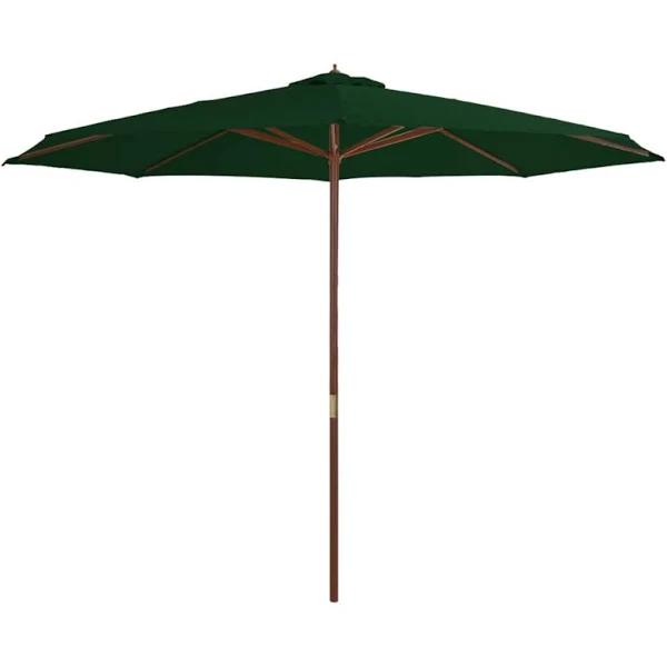 vidaXL - Outdoor Parasol With Wooden Pole - Green - 350 cm