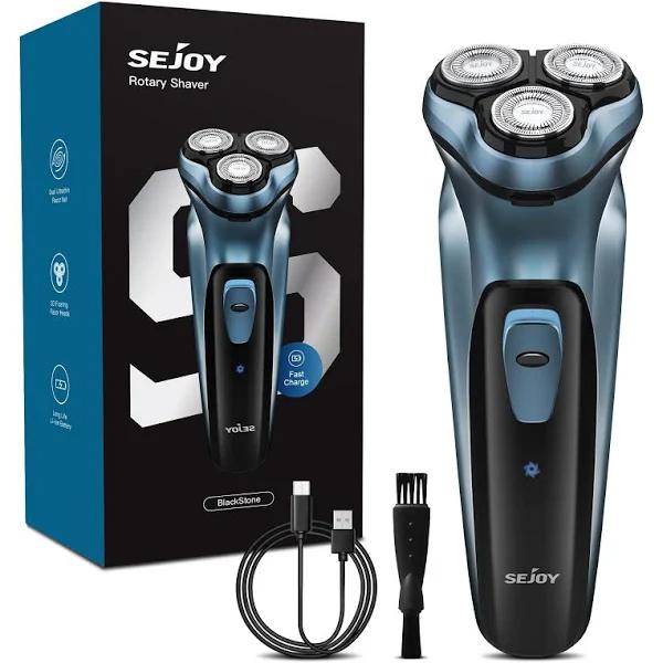 Sejoy Men's Electric Shaver Razor for Men Face, Beard Trimmer, Portable Electric Rotary Shaver, 2 in 1 3 Head 4D Cordless Type C Rechargeable, with