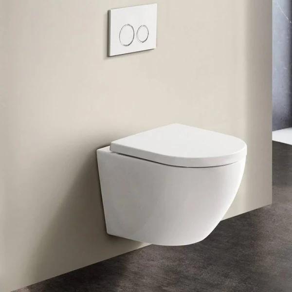 Johnson Suisse In Wall Toilet Suites White BPA Gemelli Rimless Wall Hung Pan & Seat