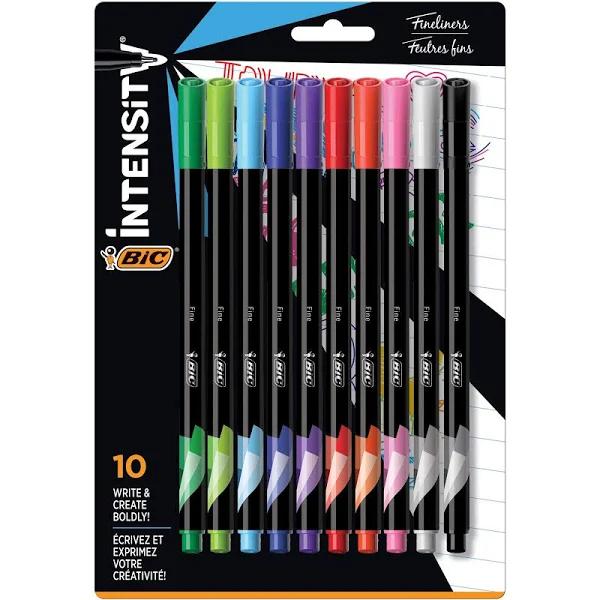 Bic Intensity Fineliner 0.4mm Assorted Pack 10