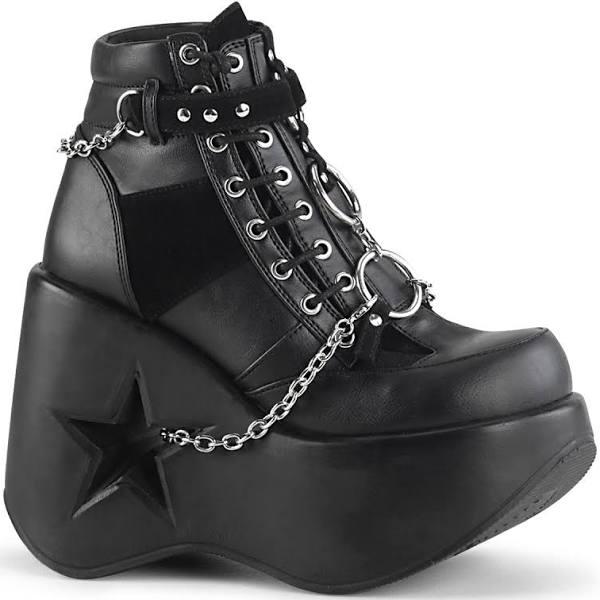 DYNAMITE-101 Black Vegan Leather-Vegan Suede Ankle Boot 10