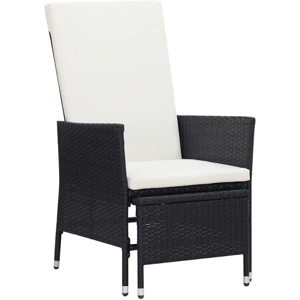 vidaXL - Reclining Garden Chair with Cushions Poly Rattan - Black