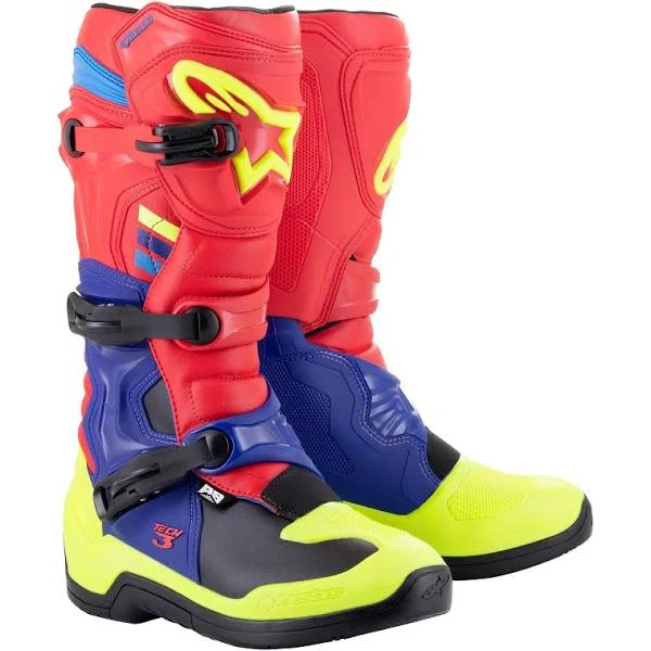 Alpinestars Tech 3 Boots Red Blue Yellow