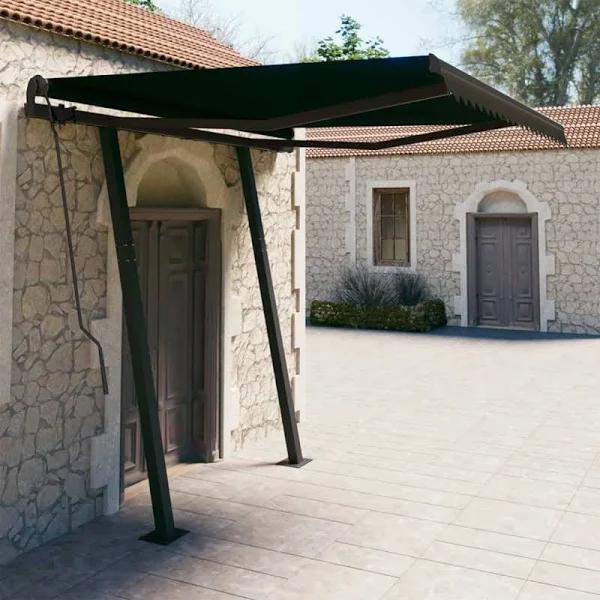 vidaXL - Manual Retractable Awning With Posts - Anthracite - 3x2.5 M