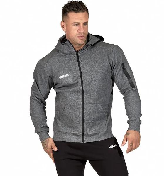 Mens Hoodie Carbon Grey Workout Training Bodybuilding | Iron Tanks, M