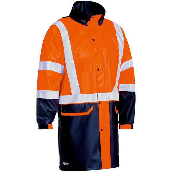 Bisley Taped Two Tone Hi Vis Stretch Pu Rain Coat (BJ6935HT) L / Orange/Navy