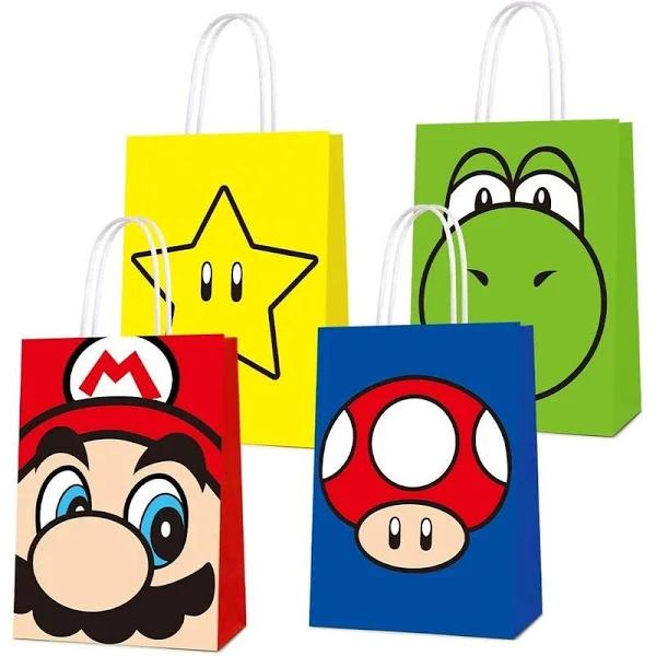 16 Pcs Party Favor Bags For Super Bros Mario Birthday Party Supplies, Party Gift Bags For Super Bros Mario Party Favors Decor Party Decor For Super BR