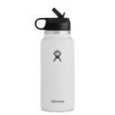 Hydro Flask Wide Mouth Straw Lid - Stainless Steel Reusable Water Bottle - Vacuum Insulated, Dishwasher Safe, BPA-Free, Non-Toxic, Olive, 32 oz