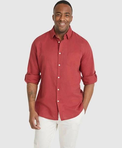 Johnny Bigg Anders Linen Shirt in Chilli Red 3XL