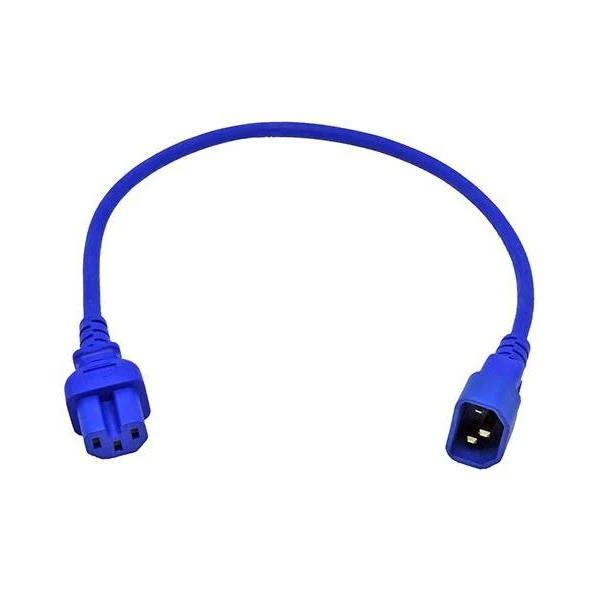 IEC C14 to C15 High Temperature Power Cable Blue 1m