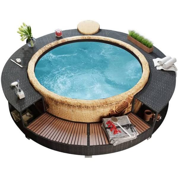 Black Poly Rattan Spa Surround