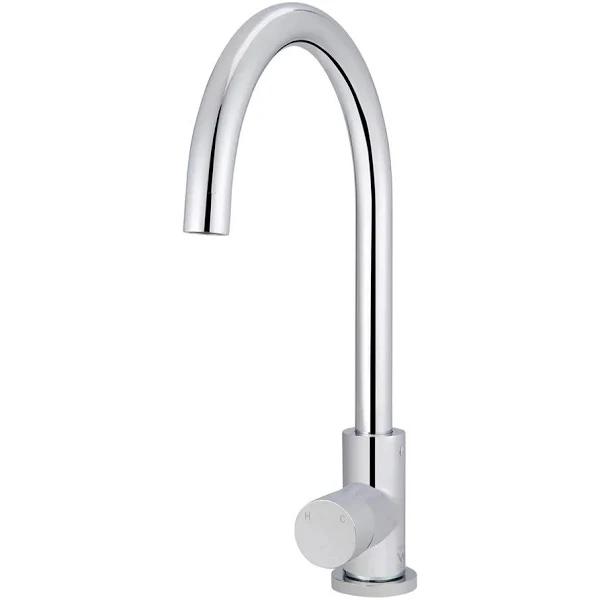 Meir Pinless Round Gooseneck Kitchen Mixer Tap - Chrome