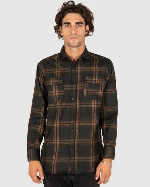 Unit Mens Shirt Flannel Newtown L Orange