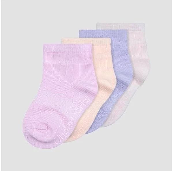 Baby Organic Cotton Blend Stay On Crew Socks 4 Pack | Pink | Size 0-1 | Underworks