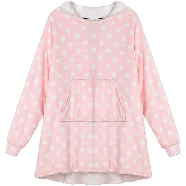 TARRAMARRA Kids Reversible Hoodie Blanket Pink Polka Dot