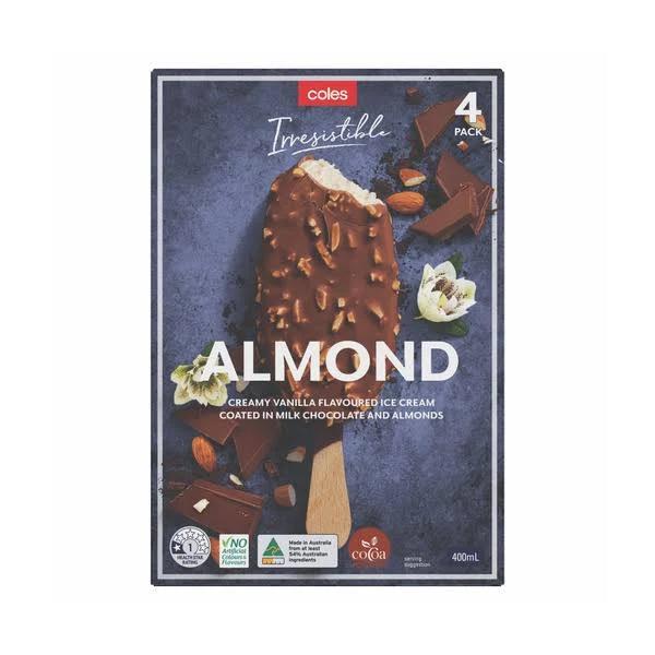 Coles Irresistable almond Ice Cream 4 Pack 468ml