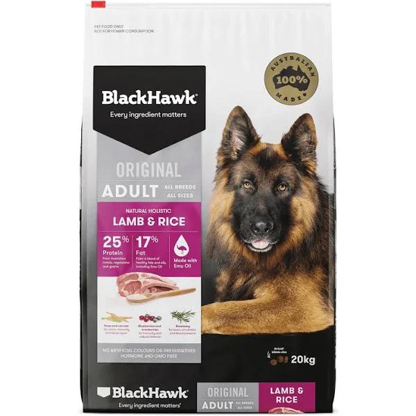 Black Hawk Adult Lamb & Rice Dog Food 20kg