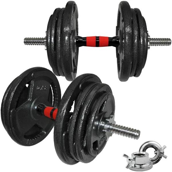 Total 50kg - 45cm Dumbell Bar - 1.25kgx4 + 2.5kgx8 + 5kgx4 - Iron Plate Dumbbell Weight