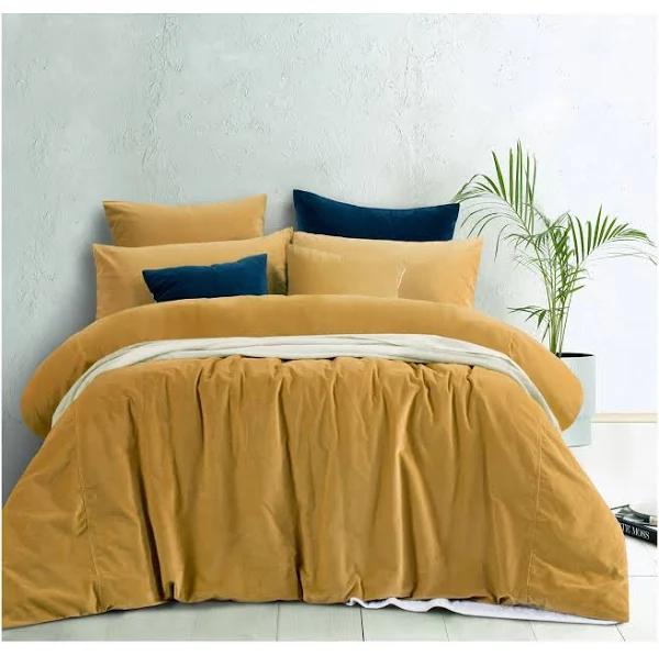 Vintage Design Gold Harmony Cotton Velvet Quilt Cover Set - King