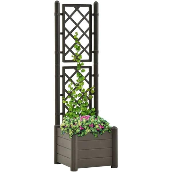 vidaXL - Garden Planter With Trellis Pp - Anthracite - 43x43x142 cm