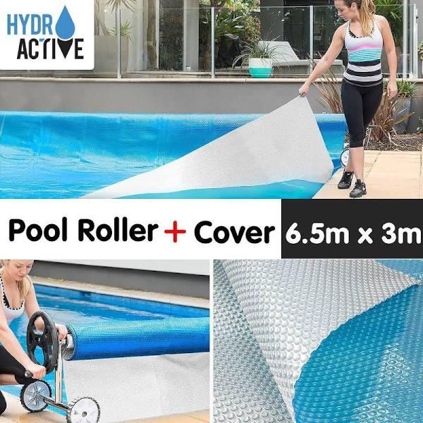 400micron Swimming Pool Roller Cover Combo - Silver/Blue - 6.5m x 3M